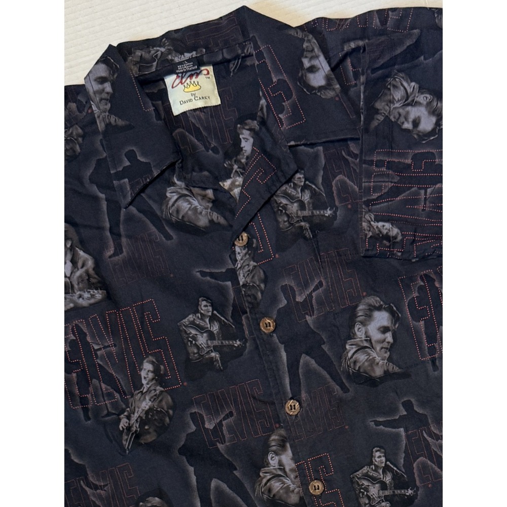 DAVID CAREY ELVIS PRESLEY - Men's Shirt - The King Button Short Sleeve - XL